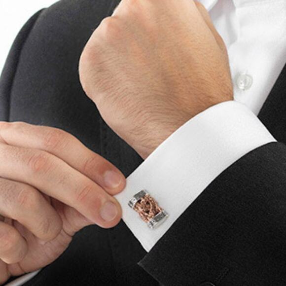 $578 JOHN HARDY Classic Chain Collection 925 Silver & Bronze Braided Cufflinks
